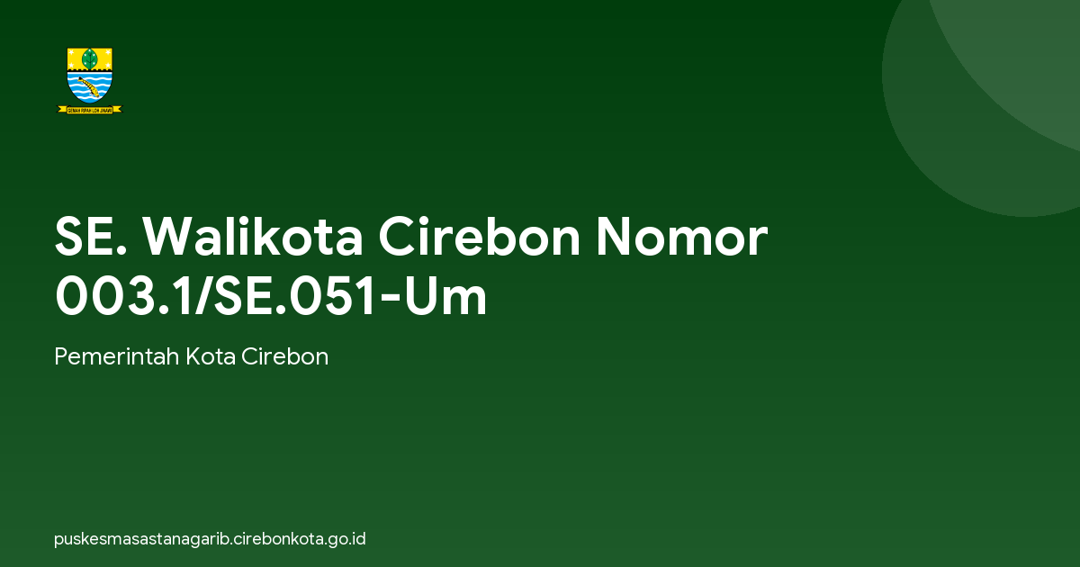 SE. Walikota Cirebon Nomor 003.1/SE.051-Um