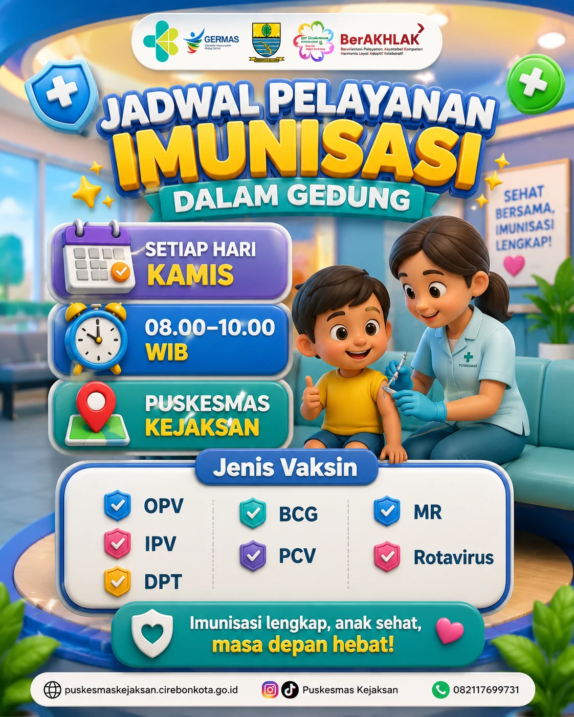 JADWAL IMUNISASI DALAM GEDUNG DI PUSKESMAS KEJAKSAN